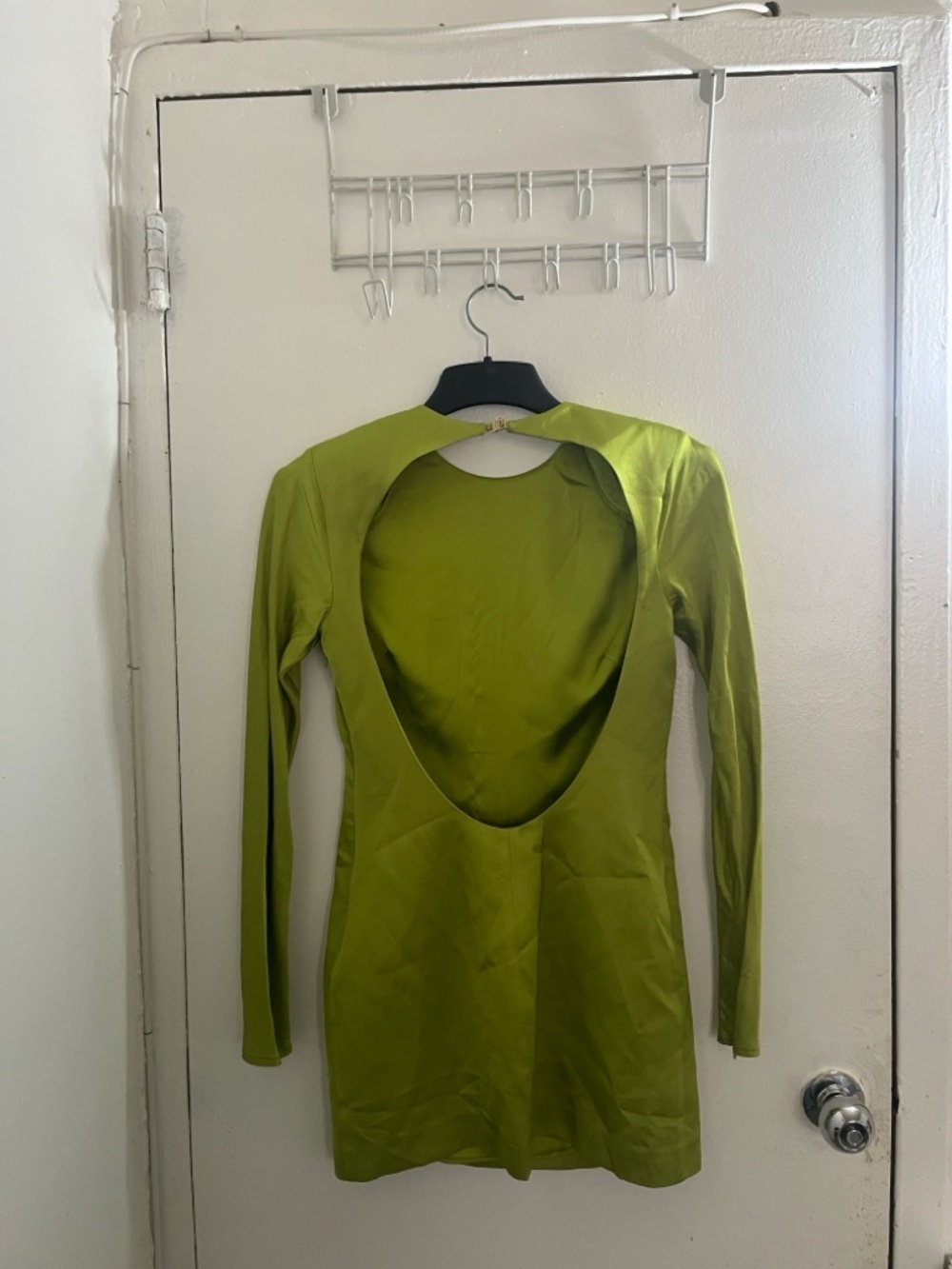 Mango Fitted Long-Sleeve Lime Green Sheath Dress - Picture 12 of 16
